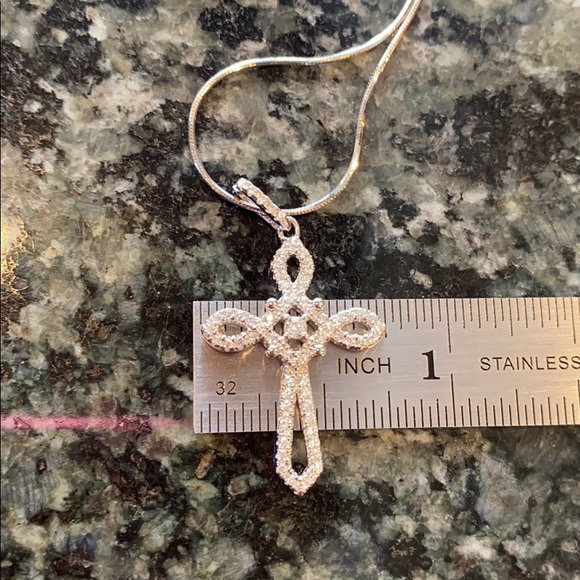 Sterling silver Cross CZ Necklace 2pc 16” inches - Picture 6 of 7